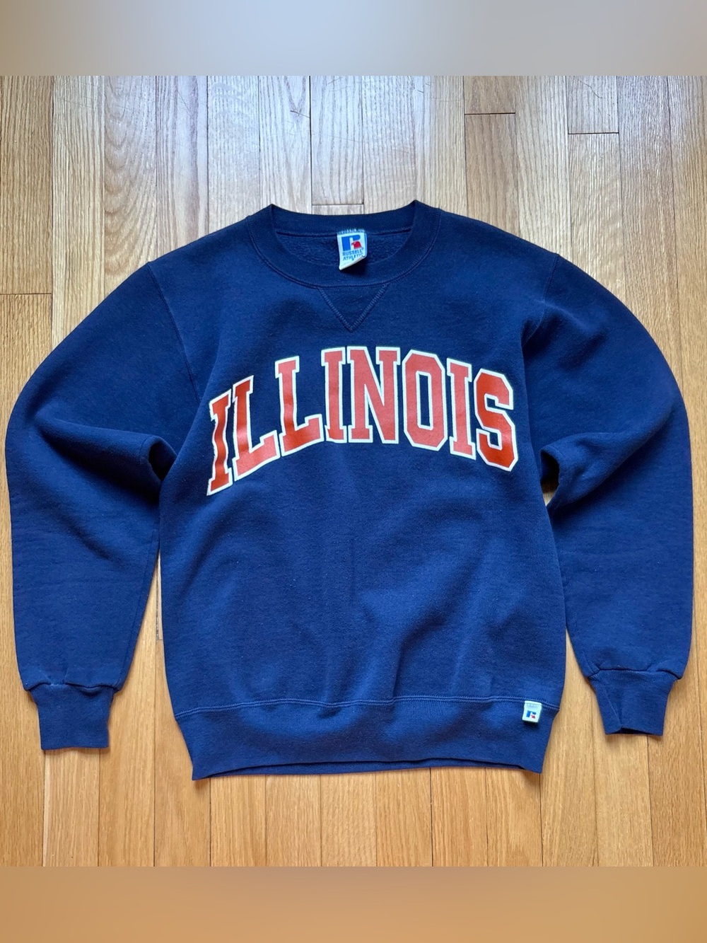 Vintage Illinois Illini Russel Athletic Men’s Crewneck Sweatshirt Blue USA Made